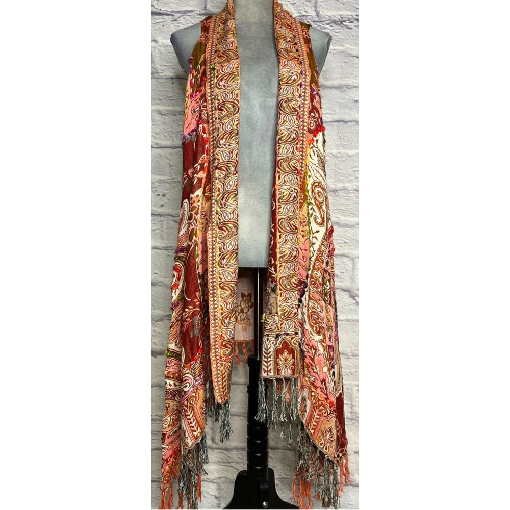 Stunning Vibrant Paisley Soft Pashmina Style Boho Fringe Cardigan